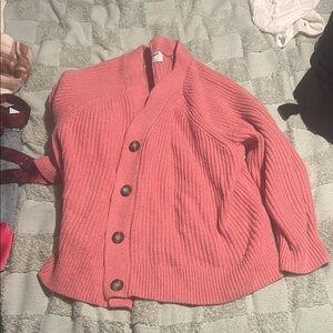 Old Navy Pink Cardigan Sweater with Ribbed Knit